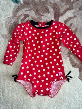 Ruffle Butts Red and White Polka Dot Long-Sleeve One-Piece